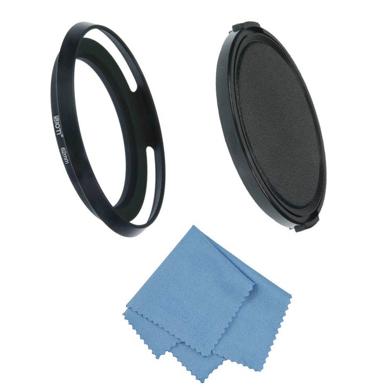 SIOTI 62mm Lens Hood, Oxidation Matte Anti Reflective Treatment, Aluminum Alloy, with 1 * 77mm Lens Cap, Compatible with Sony/Canon/Nikon/Fuji etc >24mm Camera Lens - Image 1